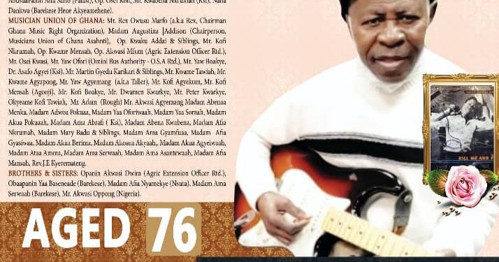 Legendary Musician, Osei Vasco is to be laid to rest, November 5